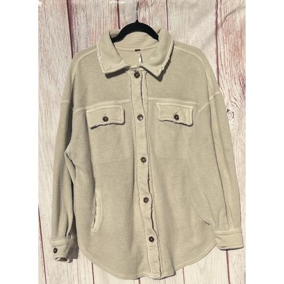 Free People Ruby Jacket Shacket Distressed Elbow Patch Button Up Ovresized S - Picture 7 of 16